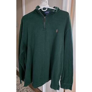 Estate-Rib Cotton Polo Ralph Lauren quarter-zip pullover XL, Green.
